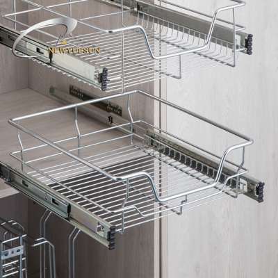 Kitchen cabinet pull out wire storage drawer basket