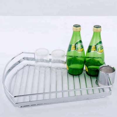 Kitchen /Bar iron pole system wire rotating storage revolving basket sundries glass and bottle basket