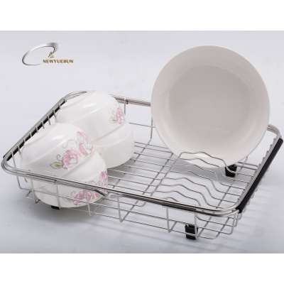 Kitchen hardware kitchen storage stainless steel 304 wire dish rack over the sink dish drainer rack