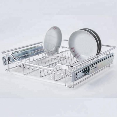 Kitchen hardware stainless steel 304 pull out dish rack baskets for cabinet in malaysia