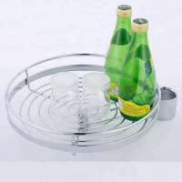 Kitchen pole system round wire revolving storage basket for drying glass and cup