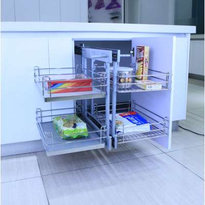 Self-locking Kitchen Cabinet Metal Blind Pantry Magic Corner Baskets